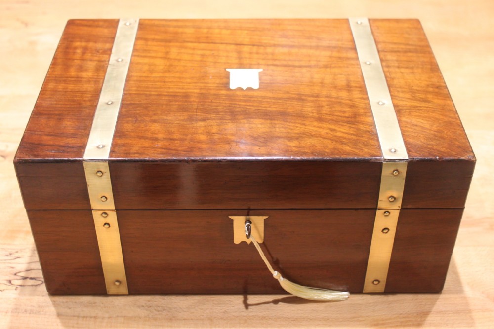 Victorian brass bound walnut writing slope View II