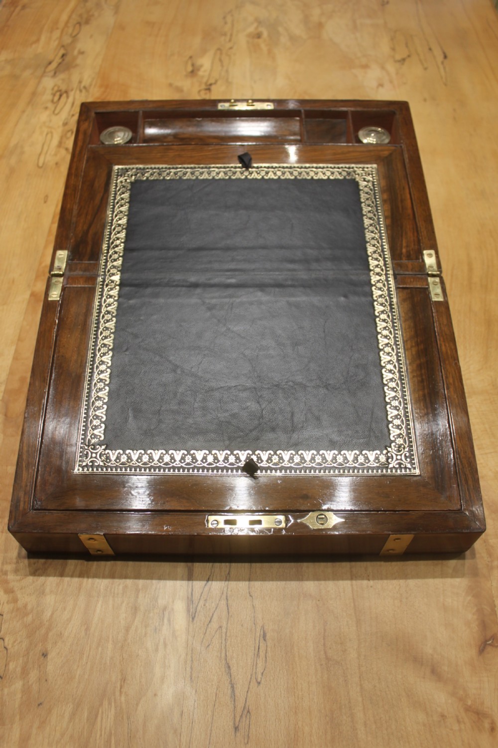 Victorian brass bound walnut writing slope View VI