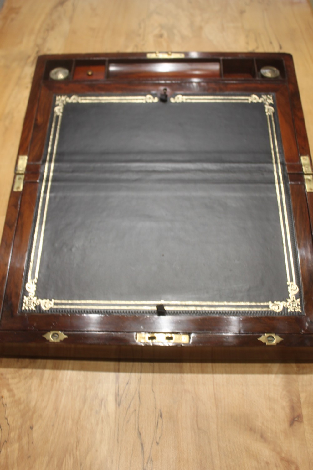 Victorian walnut writing slope with secret drawers View VIII