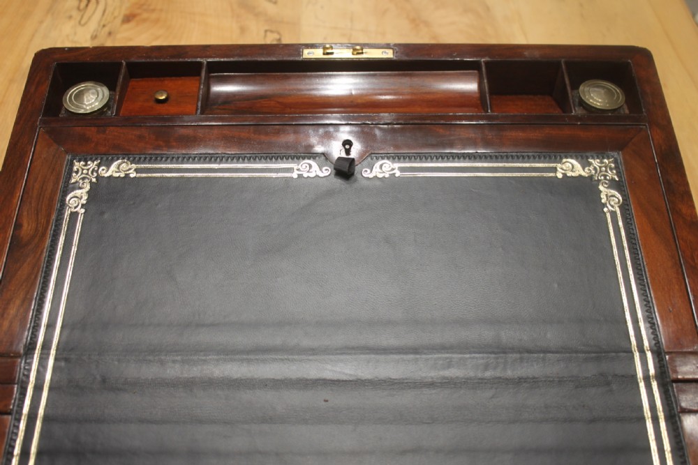 Victorian walnut writing slope with secret drawers View XI