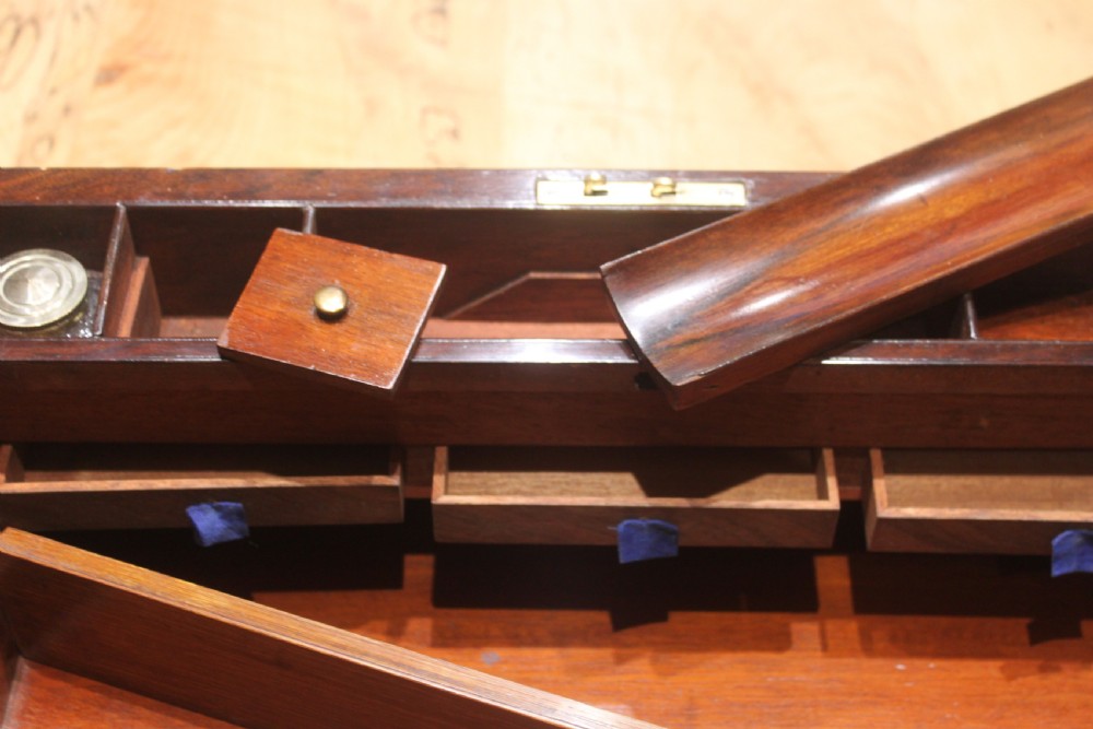 Victorian walnut writing slope with secret drawers View XV