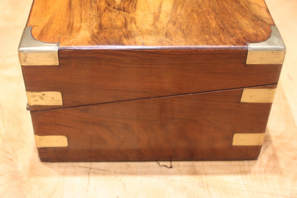 Victorian walnut brass bound writing slope View III