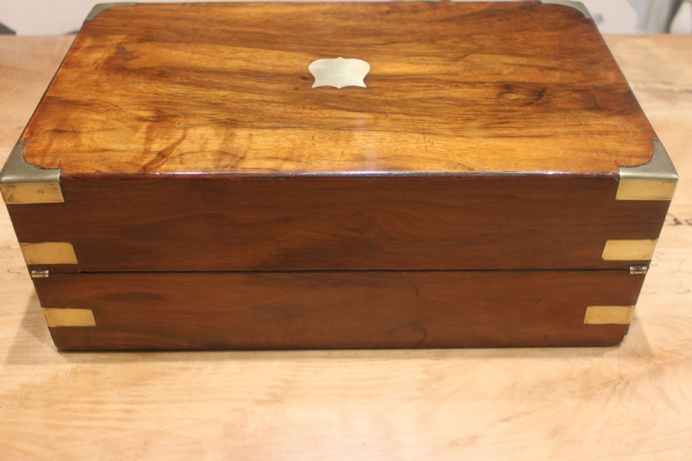 Victorian walnut brass bound writing slope View IV