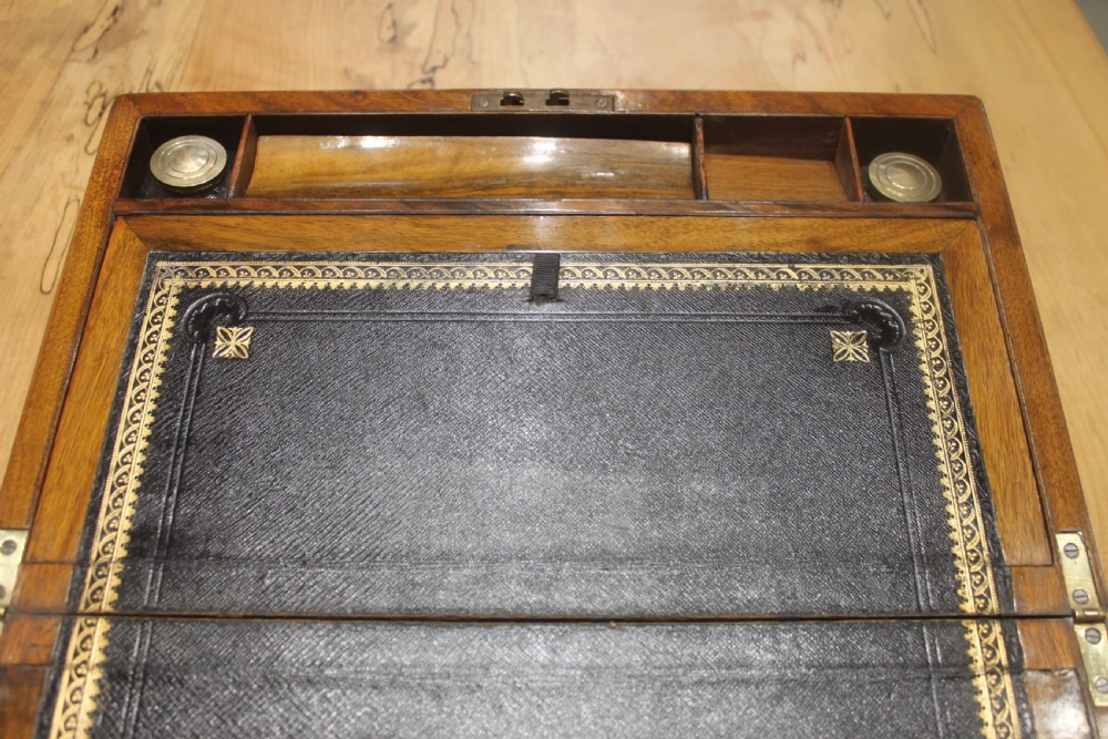Victorian walnut brass bound writing slope View VII
