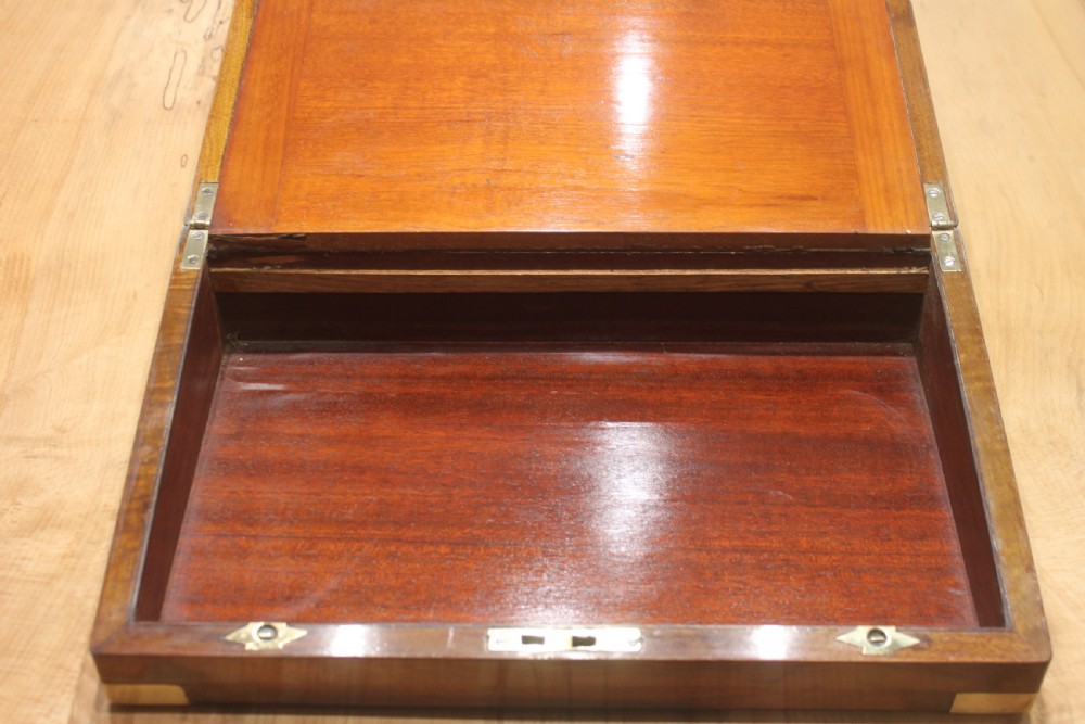Victorian walnut brass bound writing slope View VIII