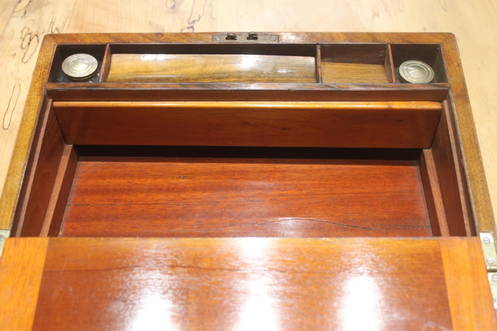 Victorian walnut brass bound writing slope View IX