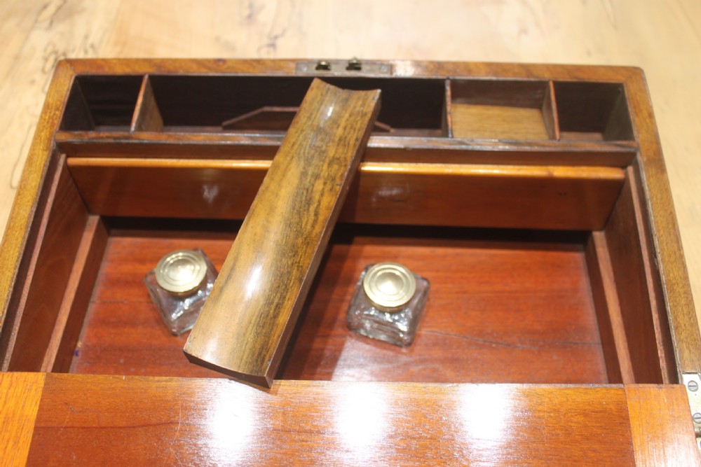 Victorian walnut brass bound writing slope View XI