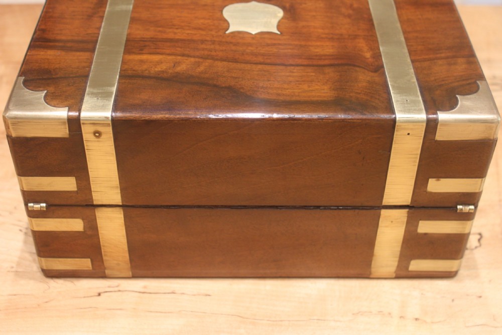 Walnut Victorian brass bound writing slope with secret drawers View IV