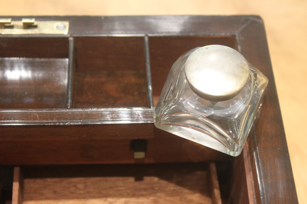 Walnut Victorian brass bound writing slope with secret drawers View XIV