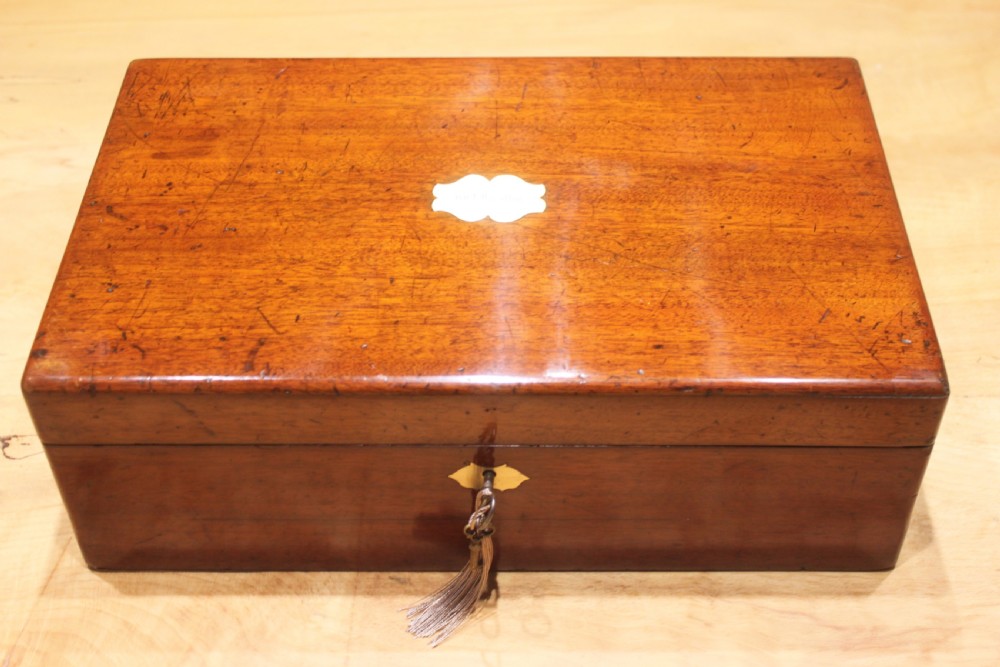 Victorian solid mahogany writing slope with secret drawers