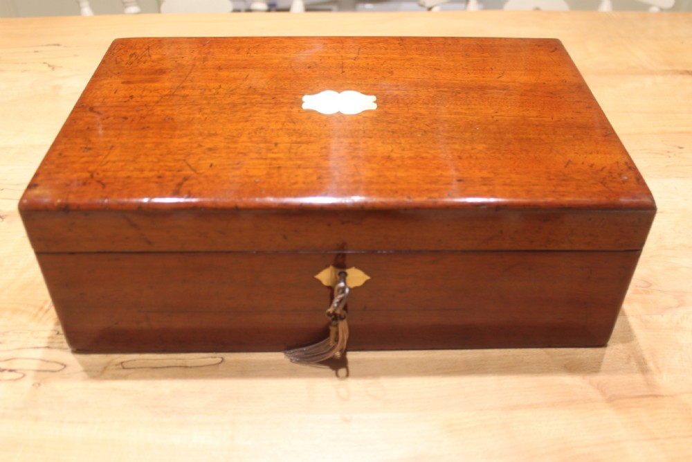 Victorian solid mahogany writing slope with secret drawers View II