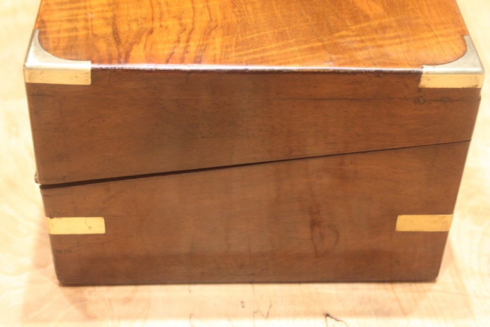 Victorian walnut writing slope with brass corners View III