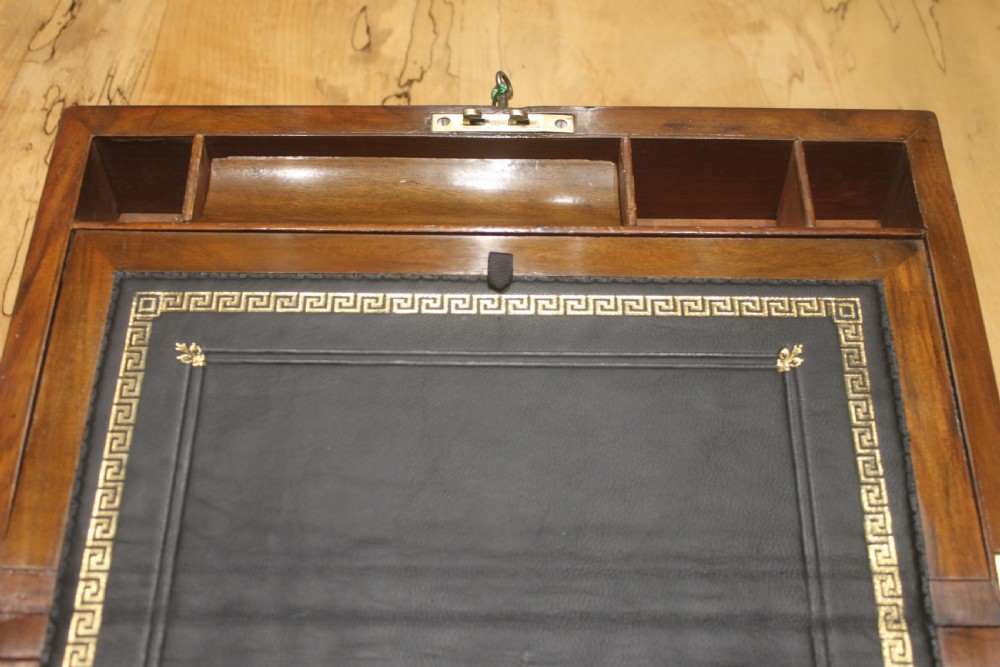 Victorian walnut writing slope with brass corners View VIII