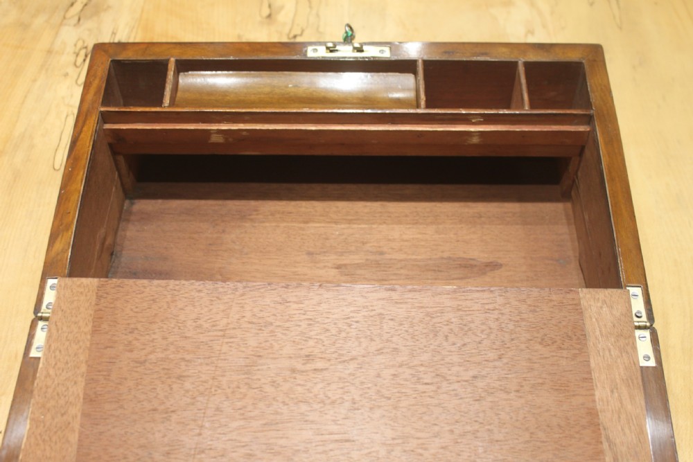 Victorian walnut writing slope with brass corners View IX