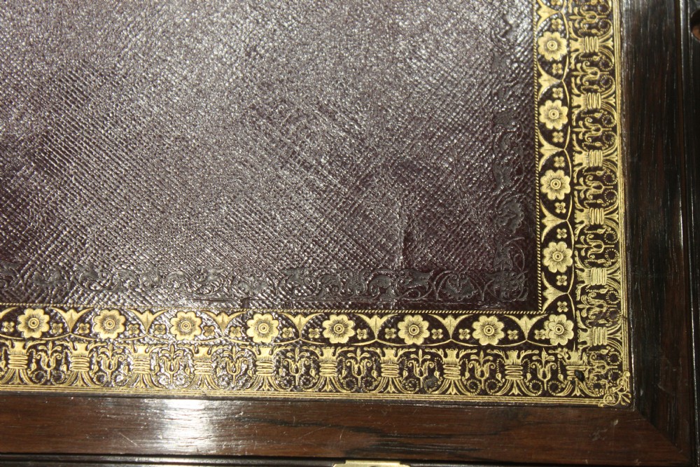  Regency period brass inlaid writing slope with side drawer and secret drawers View VII