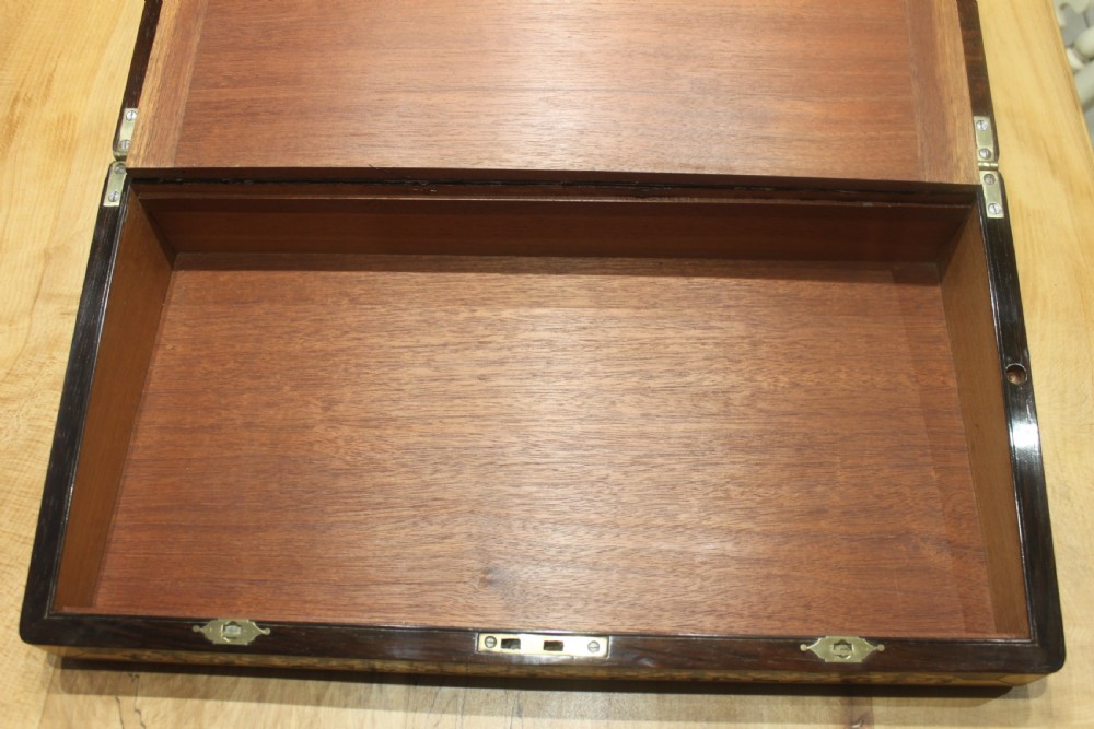  Regency period brass inlaid writing slope with side drawer and secret drawers View VIII