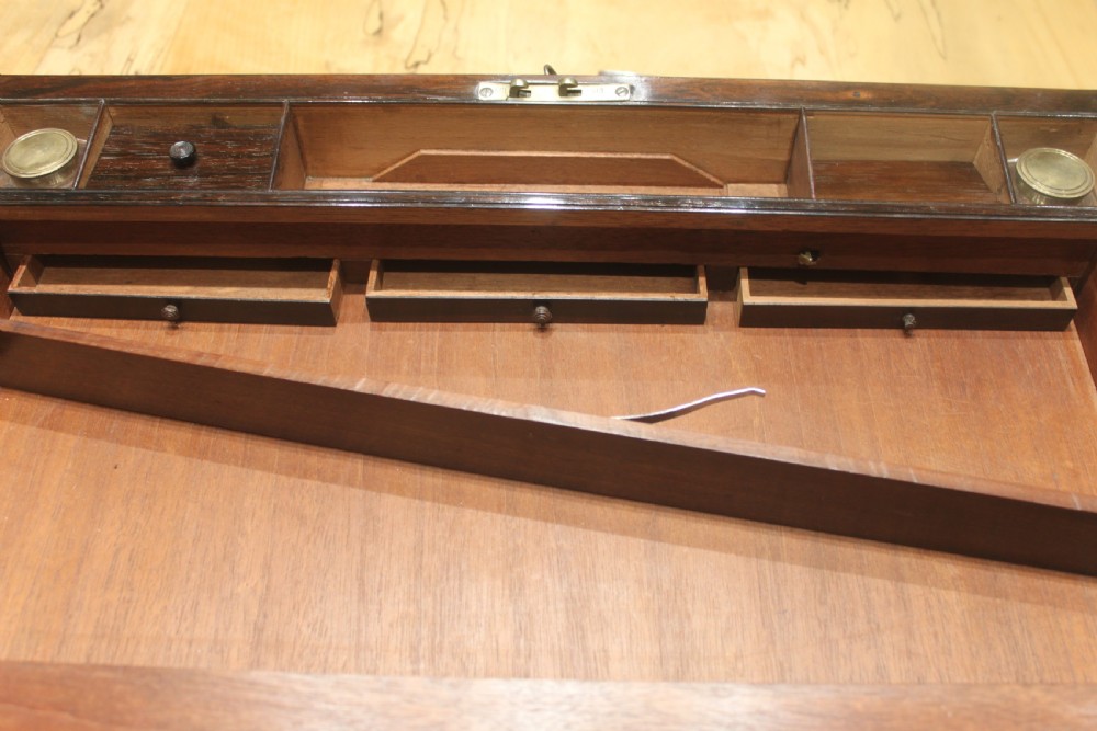  Regency period brass inlaid writing slope with side drawer and secret drawers View XI