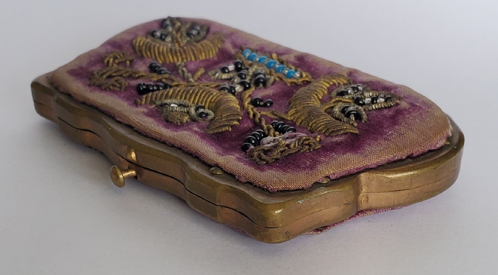 Exquisite French 19th Century Velvet Coin Purse With Gold Metal ...