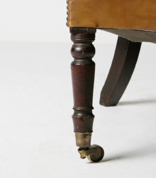 LEATHER BARREL BACK ARMCHAIR 19TH CENTURY - ADDITIONAL PHOTO 4