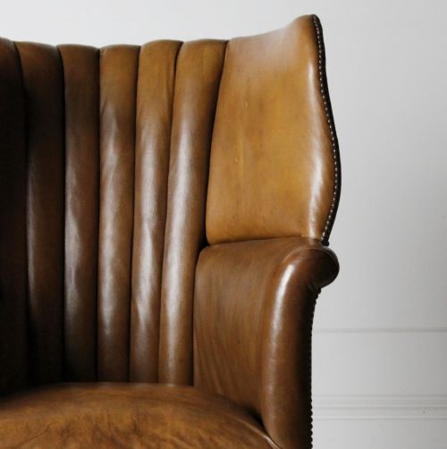 LEATHER BARREL BACK ARMCHAIR 19TH CENTURY - ADDITIONAL PHOTO 8
