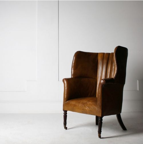 LEATHER BARREL BACK ARMCHAIR 19TH CENTURY - ADDITIONAL PHOTO 9