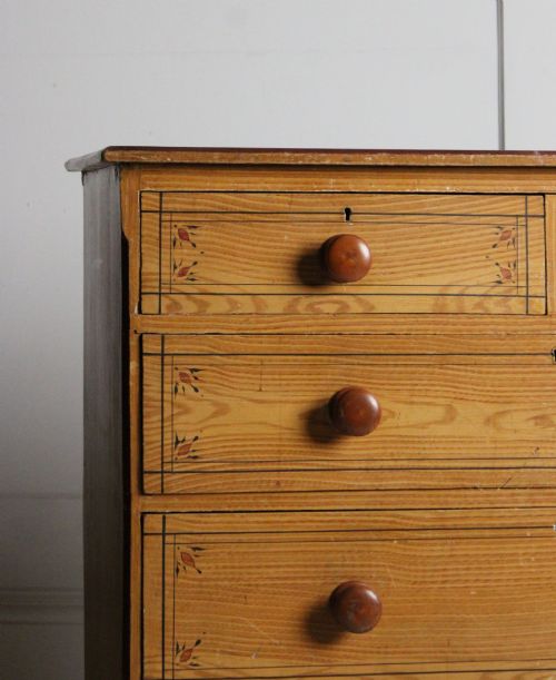 19TH CENTURY SCUMBLED PINE CHEST OF DRAWERS - ADDITIONAL PHOTO 1