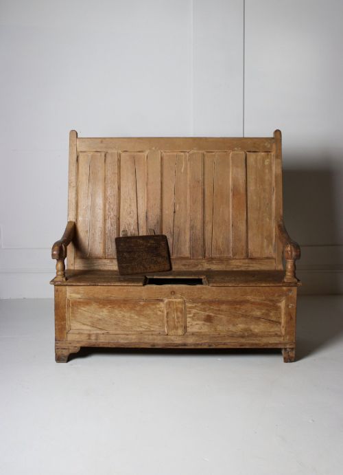 PINE FARMHOUSE BOX SETTLE 19TH CENTURY - ADDITIONAL PHOTO 3