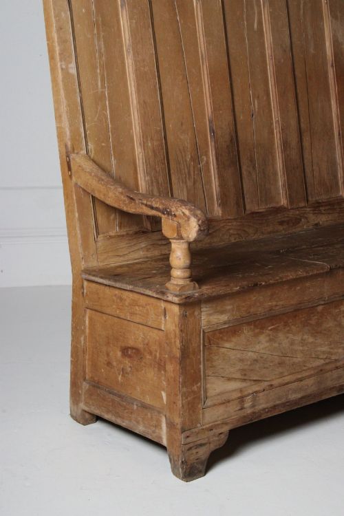 PINE FARMHOUSE BOX SETTLE 19TH CENTURY - ADDITIONAL PHOTO 5