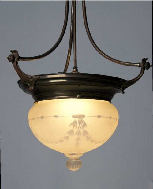 LARGE PLAFONNIER CEILING LIGHT IN COPPER BRASS - ADDITIONAL PHOTO 2