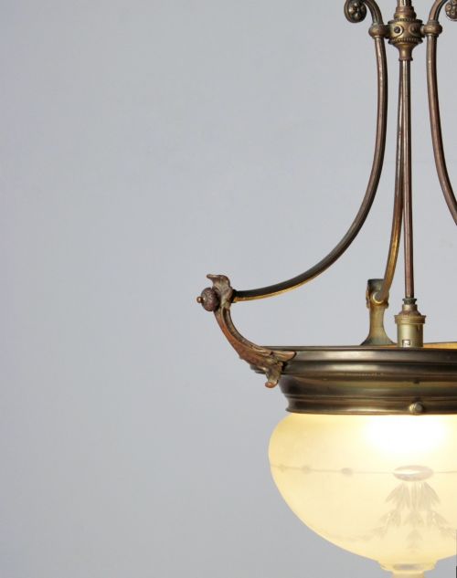 LARGE PLAFONNIER CEILING LIGHT IN COPPER BRASS - ADDITIONAL PHOTO 5