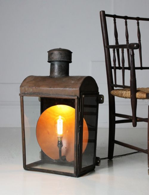 XL WALL MOUNTED COPPER LANTERN C1900 - ADDITIONAL PHOTO 1
