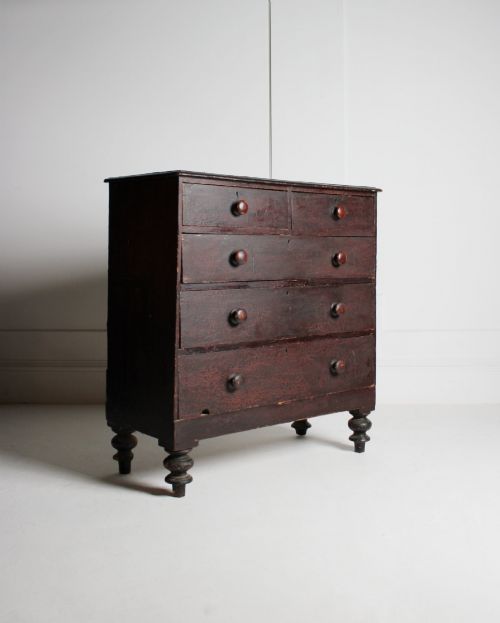 19TH CENTURY PAINTED PINE CHEST OF DRAWERS