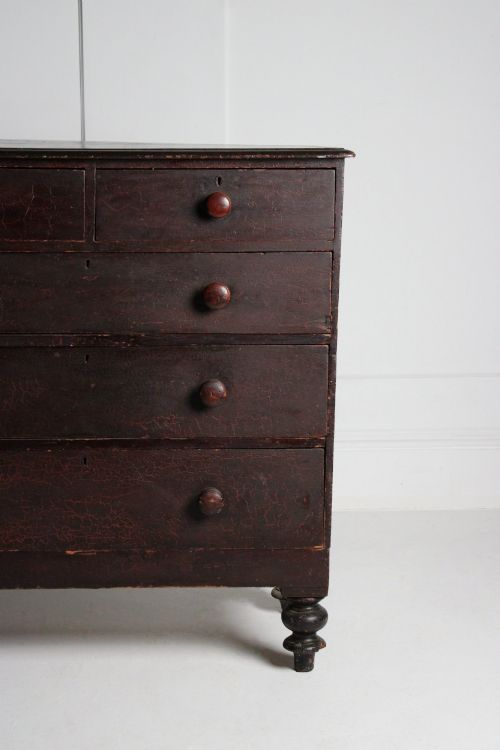 19TH CENTURY PAINTED PINE CHEST OF DRAWERS - ADDITIONAL PHOTO 5