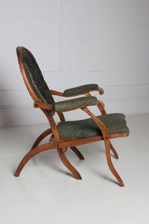 BIRDS EYE MAPLE FOLDING CAMPAIGN CHAIR - ADDITIONAL PHOTO 5