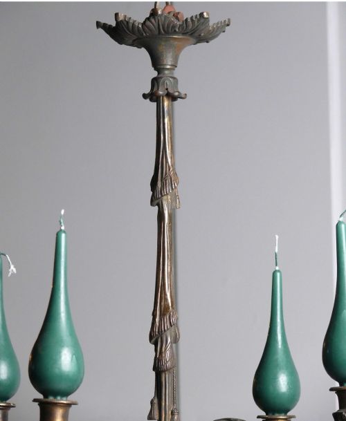 FRENCH BRONZE CHANDELIER 19TH CENTURY - ADDITIONAL PHOTO 3