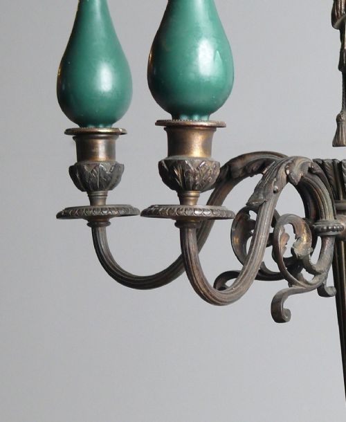 FRENCH BRONZE CHANDELIER 19TH CENTURY - ADDITIONAL PHOTO 4