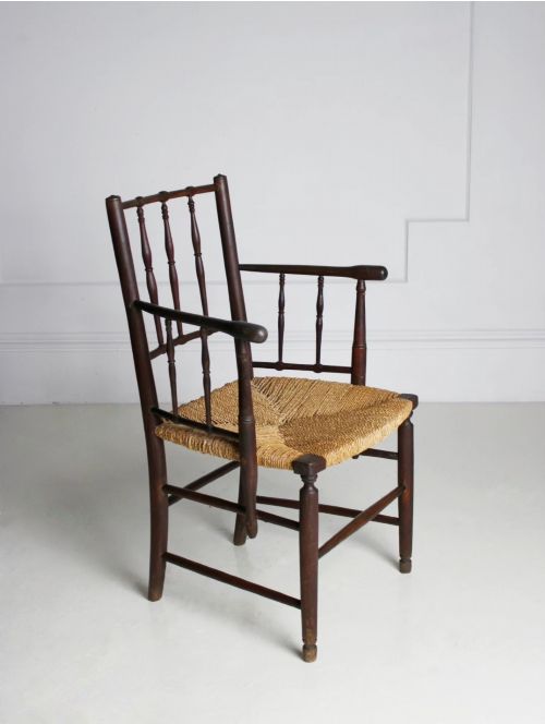 SUSSEX STYLE ARMCHAIR IN STAINED BEECH - ADDITIONAL PHOTO 3