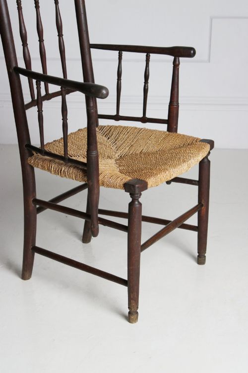 SUSSEX STYLE ARMCHAIR IN STAINED BEECH - ADDITIONAL PHOTO 4