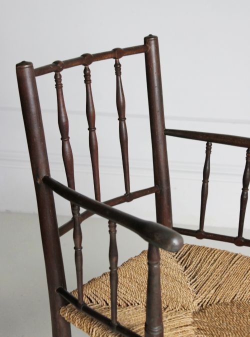 SUSSEX STYLE ARMCHAIR IN STAINED BEECH - ADDITIONAL PHOTO 6