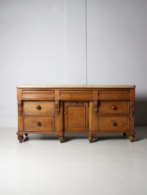 VICTORIAN PINE DRESSER BASE WITH SYCAMORE TOP - ADDITIONAL PHOTO 1