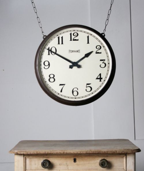 LARGE DOUBLE SIDED HANGING STATION CLOCK - ADDITIONAL PHOTO 1