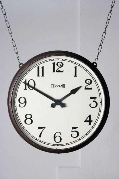 LARGE DOUBLE SIDED HANGING STATION CLOCK - ADDITIONAL PHOTO 2