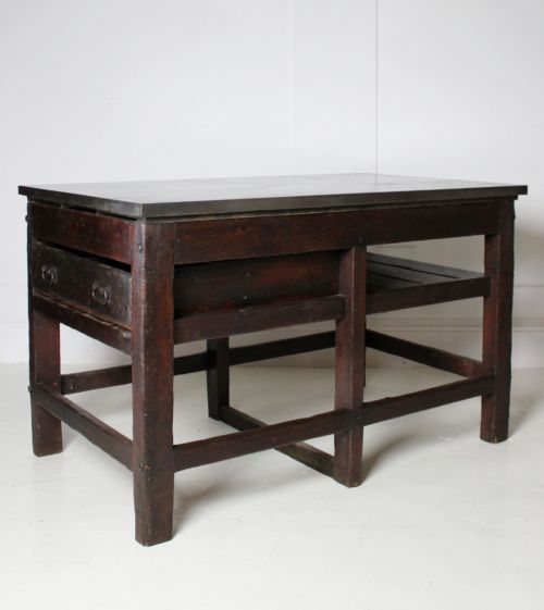 VICTORIAN IRON TYPESETTING TABLE KITCHEN ISLAND - ADDITIONAL PHOTO 2