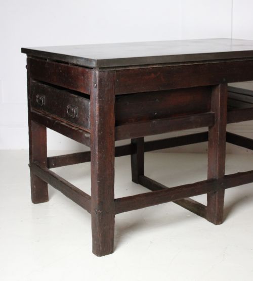 VICTORIAN IRON TYPESETTING TABLE KITCHEN ISLAND - ADDITIONAL PHOTO 4