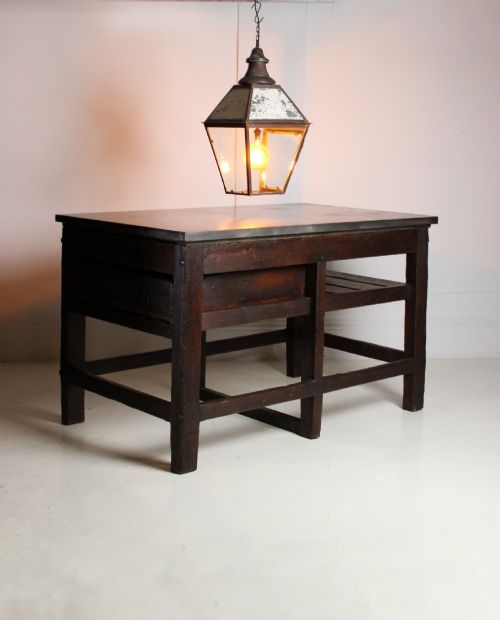 VICTORIAN IRON TYPESETTING TABLE KITCHEN ISLAND - ADDITIONAL PHOTO 7