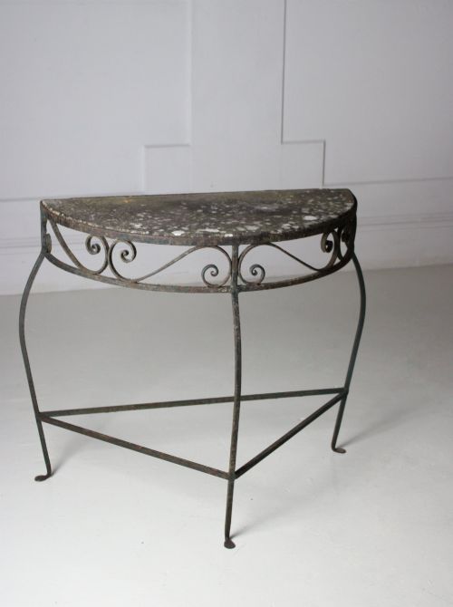 Wrought Iron & Marble Console Table