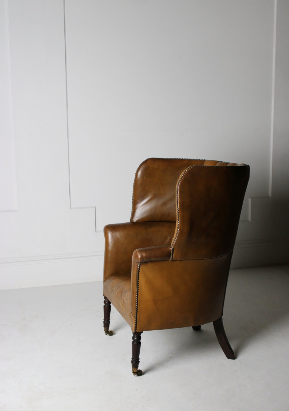 Leather barrel back armchair 19th century View VIII