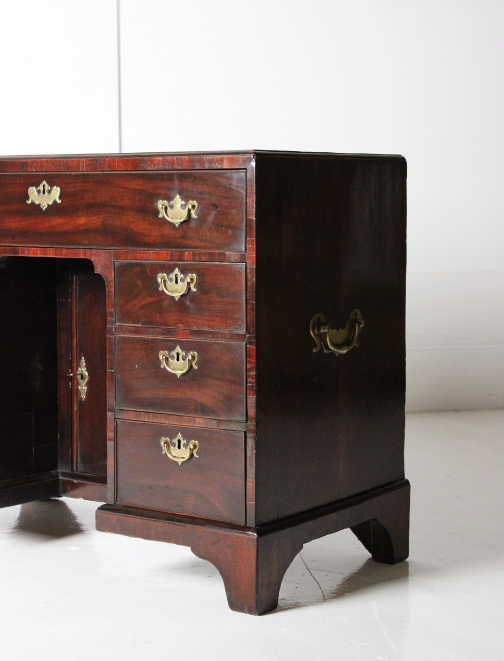 George II red walnut kneehole desk View VII
