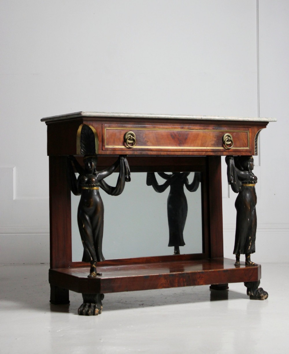 French empire mirror backed console table