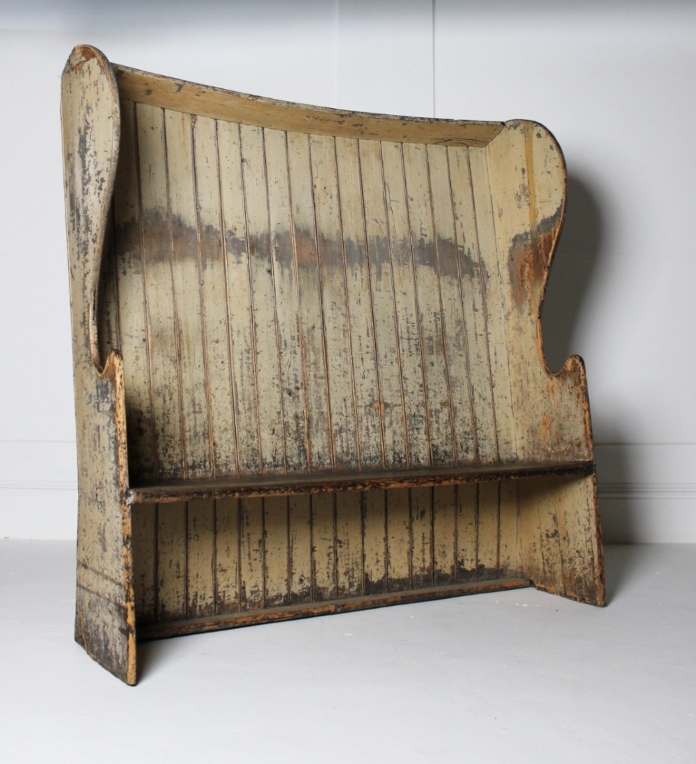 19th century pine tavern settle original paint